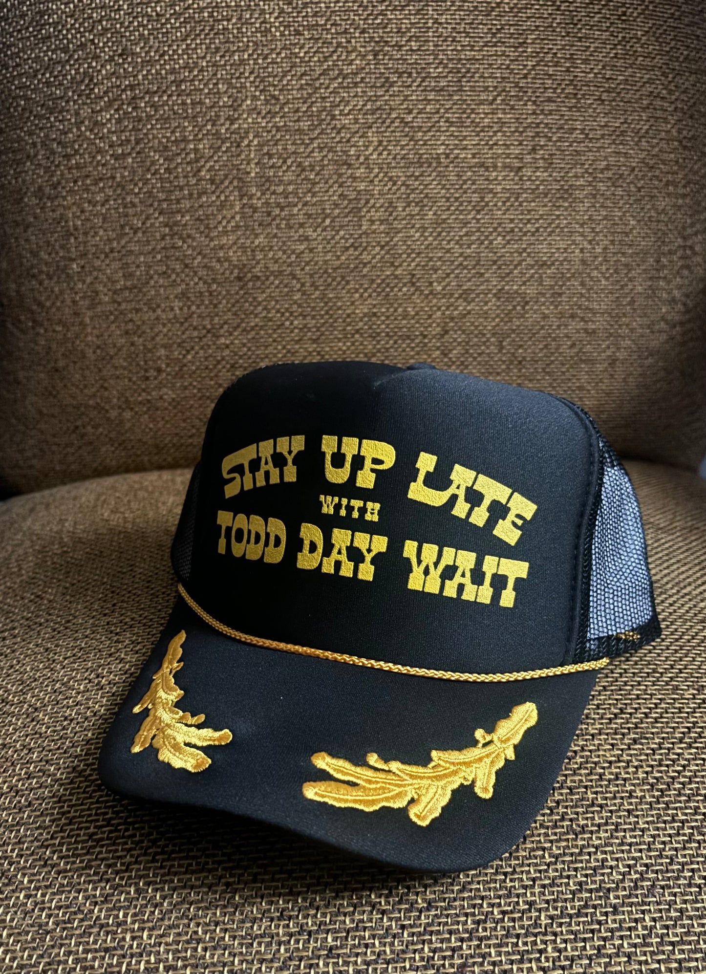 Black Trucker w/ Black Brim & Gold Leaves
